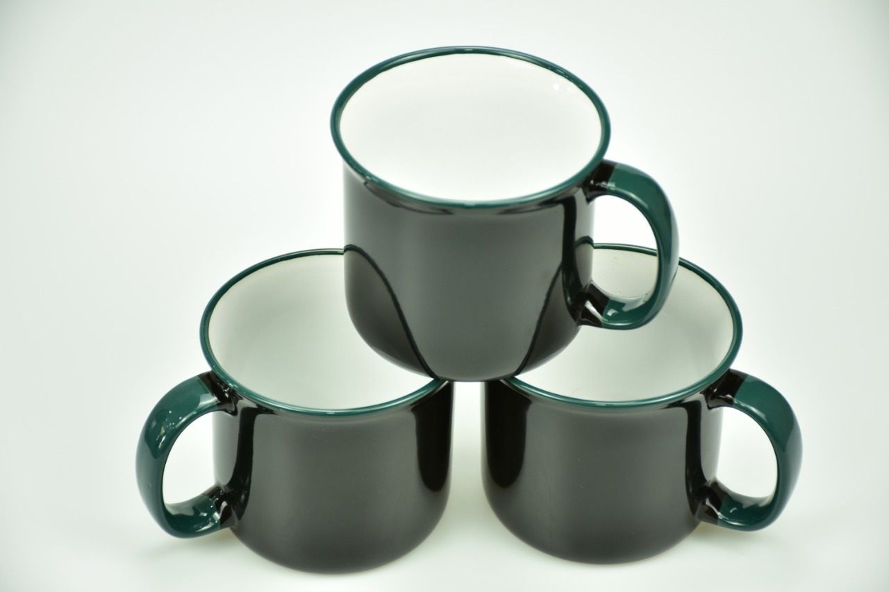 Enamel Shaped Mugs Green Enamel Shaped Mugs Green